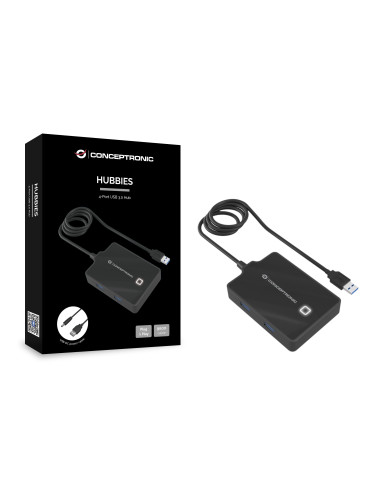 Conceptronic HUBBIES11B base para portátil y replicador de puertos USB 3.2 Gen 1 (3.1 Gen 1) Type-A Negro