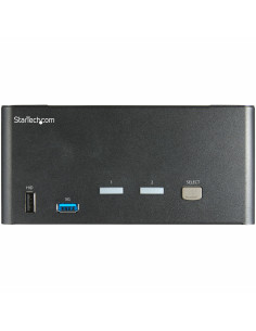 StarTech.com Switch Conmutador KVM de 2 Puertos DisplayPort 4K para 3 Monitores - Vídeo de 4K y 60Hz Ultra HD - HDR - Hub 2