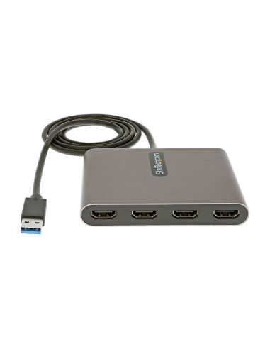 StarTech.com Adaptador USB 3.0 a 4 Puertos HDMI - Tarjeta Gráfica y de Vídeo Externa - Dongle Llave USB-A a 4x HDMI - 1080p a
