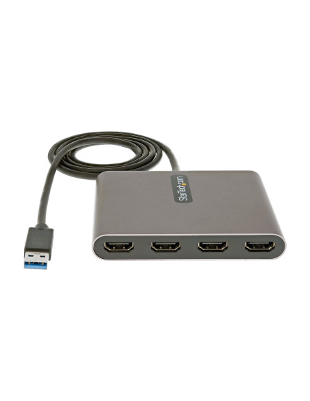 StarTech.com Adaptador USB 3.0 a 4 Puertos HDMI - Tarjeta Gráfica y de Vídeo Externa - Dongle Llave USB-A a 4x HDMI - 1080p a