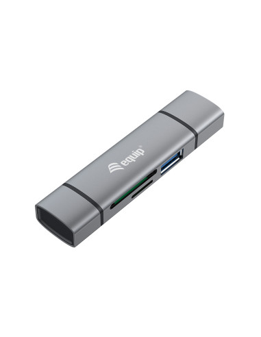 Equip 245460 lector de tarjeta USB 3.2 Gen 1 (3.1 Gen 1) Type-A Type-C Gris