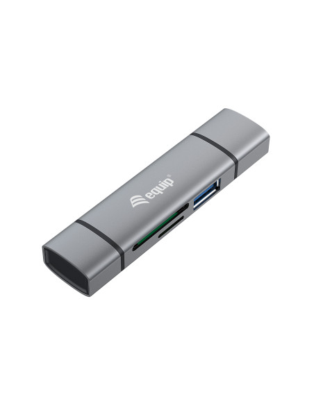 Equip 245460 lector de tarjeta USB 3.2 Gen 1 (3.1 Gen 1) Type-A Type-C Gris