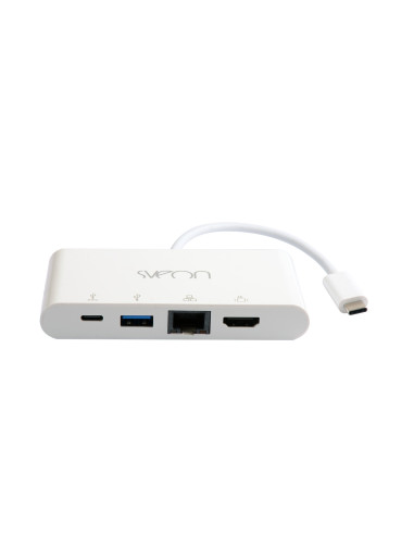 Sveon SCT504 base para portátil y replicador de puertos USB 3.2 Gen 1 (3.1 Gen 1) Type-C Blanco
