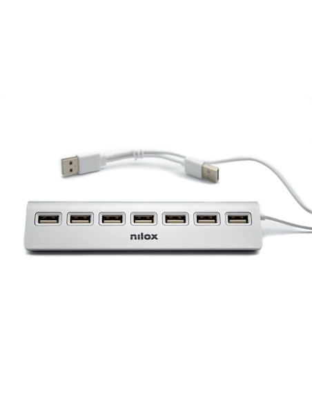 Nilox HUB sobremesa de aluminio con 7 puertos USB 2.0