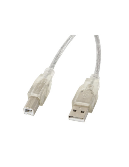 Lanberg CA-USBA-12CC-0018-TR cable USB USB 2.0 1,8 m USB B Transparente
