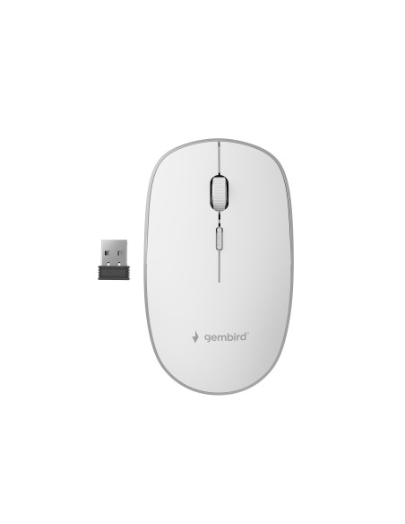 Gembird MUSW-4B-01-W ratón Oficina Ambidextro RF inalámbrico Óptico 1600 DPI