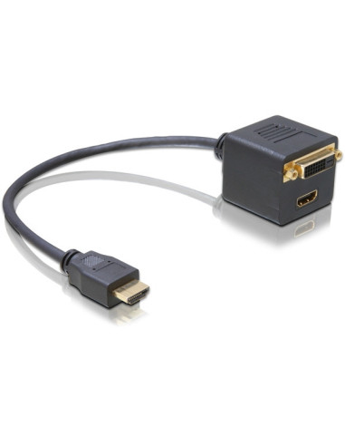DeLOCK 65054 adaptador de cable de vídeo 0,2 m HDMI tipo A (Estándar) HDMI + DVI Negro