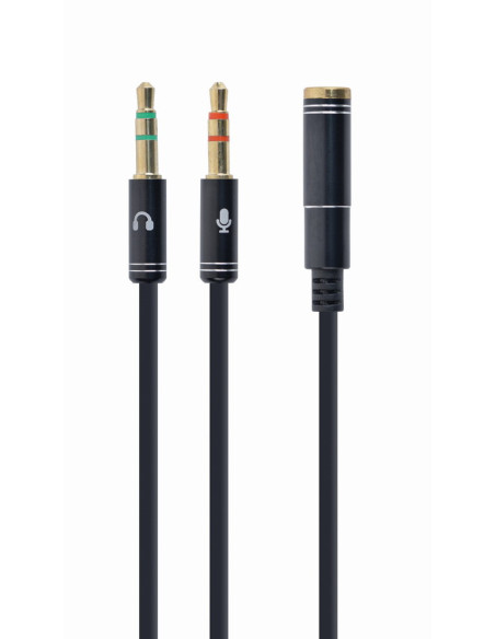 Gembird !Adapter audio stereo 3.5mm mini Jack 4PIN  cable de audio 0,2 m 3,5mm 2 x 3.5mm Negro