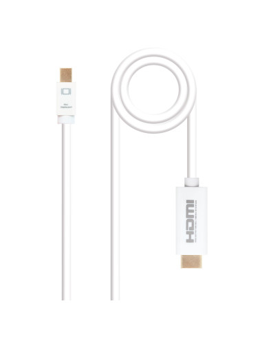 Nanocable Cable conversor Mini DP a HDMI, Mini DP M - HDMI M, Blanco, 2.0 M