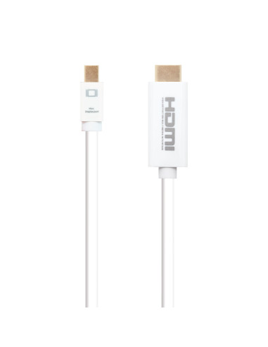 Nanocable Cable conversor Mini DP a HDMI, Mini DP M - HDMI M, Blanco, 2.0 M