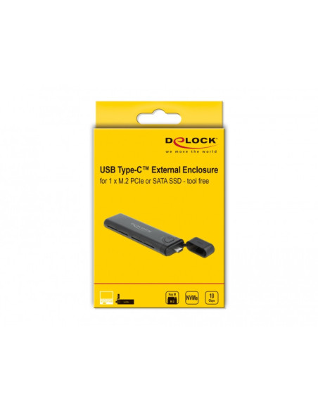 DeLOCK Externo USB Type-C Caja Combo para M.2 NVMe PCIe o SATA SSD - sin herramientas