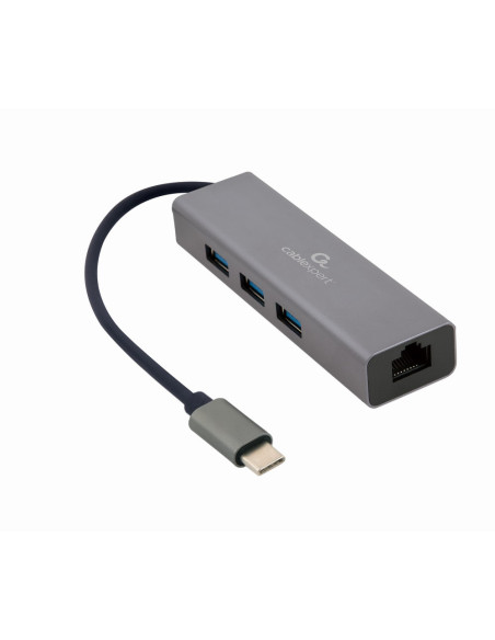 Gembird A-CMU3-LAN-01 base para portátil y replicador de puertos USB 3.2 Gen 1 (3.1 Gen 1) Type-C Gris