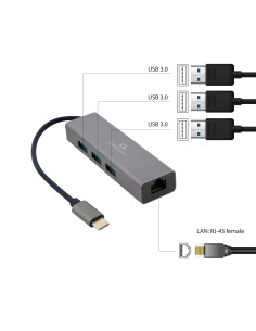 Gembird A-CMU3-LAN-01 base para portátil y replicador de puertos USB 3.2 Gen 1 (3.1 Gen 1) Type-C Gris 2