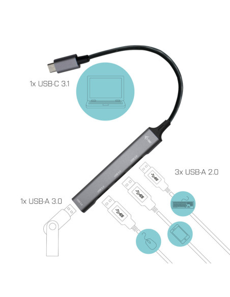 i-tec Metal USB-C HUB 1x USB 3.0 + 3x USB 2.0