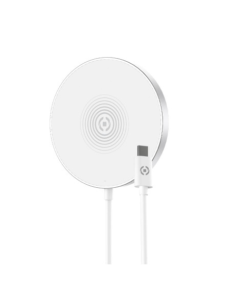 Celly MAGCHARGE cargador de dispositivo móvil Smartphone Plata, Blanco USB Cargador inalámbrico Interior