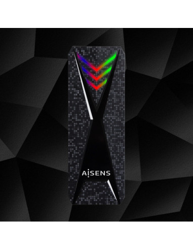 AISENS Caja Externa M.2 (NGFF) RGB Gaming ASM2-RGB013B NVMe a USB3.2 Gen2, Negra