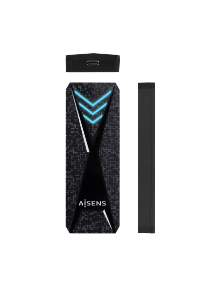 AISENS Caja Externa M.2 (NGFF) RGB Gaming ASM2-RGB013B NVMe a USB3.2 Gen2, Negra