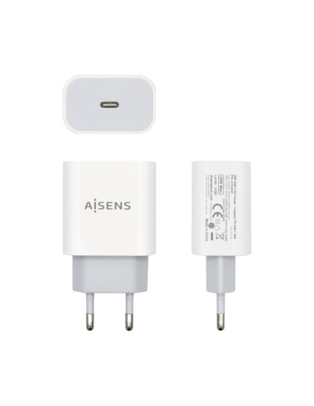 AISENS Cargador USB-C PВ3.0 1 Puerto 1x USB-C 20 W, Blanco