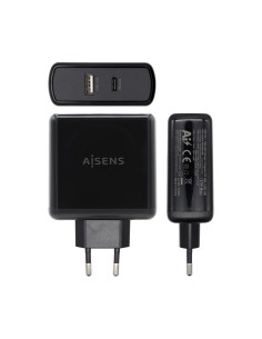 AISENS ASCH-2PD45A-BK cargador de dispositivo móvil GPS, Mando para videojuegos, MP3, MP4, Teléfono móvil, Portátil, 2