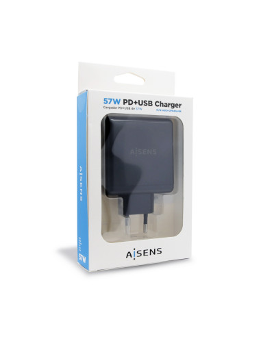 AISENS ASCH-2PD45A-BK cargador de dispositivo móvil GPS, Mando para videojuegos, MP3, MP4, Teléfono móvil, Portátil,