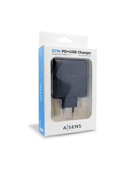 AISENS ASCH-2PD45A-BK cargador de dispositivo móvil GPS, Mando para videojuegos, MP3, MP4, Teléfono móvil, Portátil,