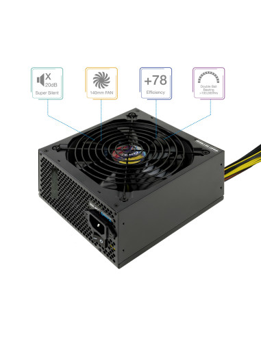 TooQ TQAPOLO-650SP unidad de fuente de alimentación 650 W 20+4 pin ATX ATX Negro