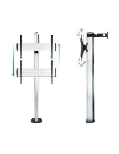 TooQ FS2270M-B soporte para pantalla de señalización 177,8 cm (70") Plata