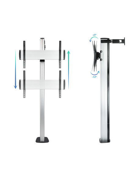 TooQ FS2270M-B soporte para pantalla de señalización 177,8 cm (70") Plata