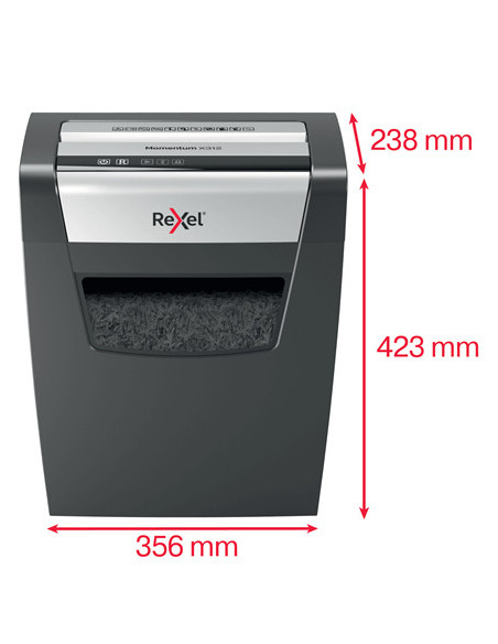 Rexel Momentum X312 triturador de papel Corte en partículas 62 dB Negro, Gris