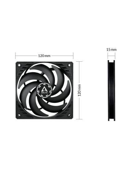 ARCTIC P12 Slim PWM PST Carcasa del ordenador Ventilador 12 cm Negro 1 pieza(s)