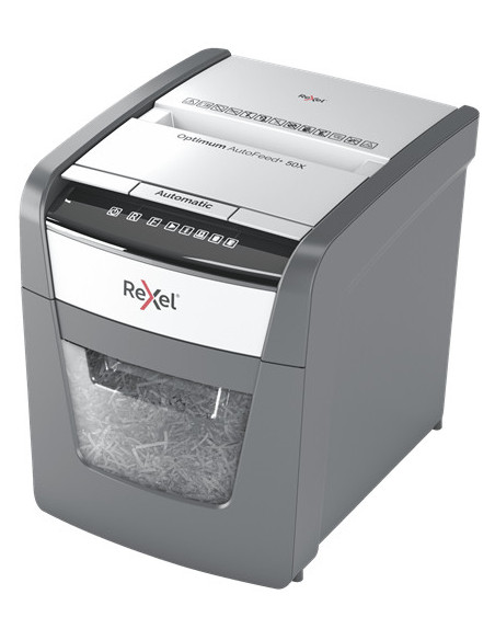 Rexel Optimum AutoFeed+ 50X triturador de papel Corte cruzado 55 dB 22 cm Negro, Gris