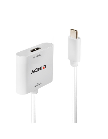 Lindy 43339 adaptador de cable de vídeo 0,1 m USB Tipo C HDMI Blanco