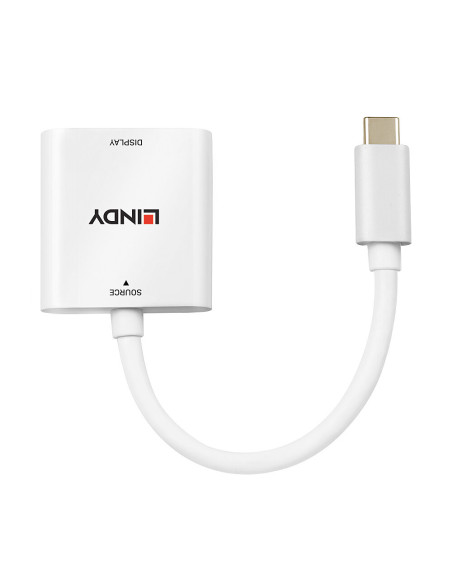 Lindy 43339 adaptador de cable de vídeo 0,1 m USB Tipo C HDMI Blanco