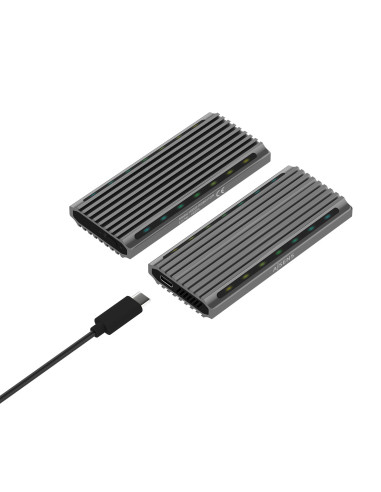 AISENS Caja Externa M.2 RGB Gaming ASM2-RGB011GR SATA NVMe A USB3.1 Gen2, Gris