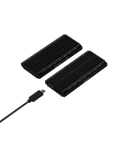 AISENS Caja Externa M.2 RGB Gaming ASM2-RGB012B SATA NVMe A USB3.1 Gen2, Negra