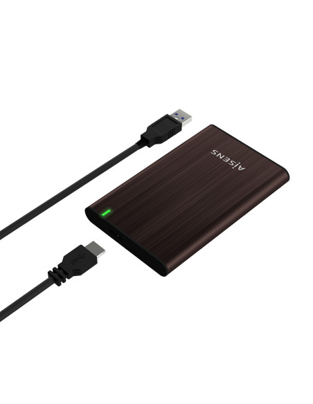 AISENS Caja Externa 2.5" ASE-2525BWN 9.5 mm SATA A USB 3.0 USB 3.1 Gen1, Marron