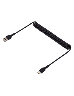 StarTech.com Cable de 1m de Carga USB A a USB C, Cable USB Tipo C Rizado de Carga Rápida y Servicio Pesado, Cable USB 2.0 A a 2