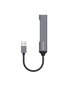 AISENS Hub USB 3.0 Aluminio, Tipo A M - 4x Tipo A H, Gris, 10cm 2