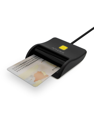 AISENS Lector De Tarjeta Inteligente DNI, USB-C, Negro