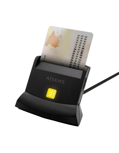 AISENS Lector De Tarjeta Dni Con Lector De Tarjetas SIM, SD, Micro SD, MMC, RS-MMC, MMC Micro, USB-C, Negro