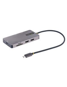 StarTech.com Adaptador Multipuertos USB C 2x HDMI 4K 60Hz, Hub USB-A 3.1 2Pt 5Gbps, PD 100W, GbE, SD MicroSD, Cable de 30cm,