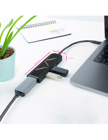 Nanocable 10.16.0401 base para portátil y replicador de puertos Alámbrico USB 3.2 Gen 1 (3.1 Gen 1) Type-C Negro