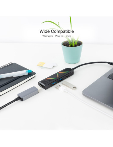 Nanocable 10.16.0401 base para portátil y replicador de puertos Alámbrico USB 3.2 Gen 1 (3.1 Gen 1) Type-C Negro