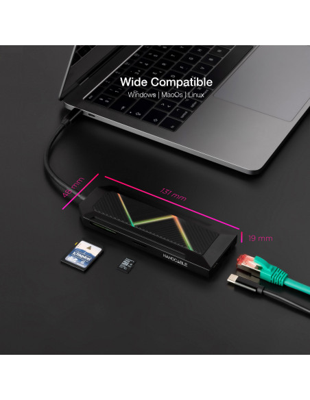 Nanocable 10.16.0901 base para portátil y replicador de puertos Alámbrico USB 3.2 Gen 1 (3.1 Gen 1) Type-C Negro