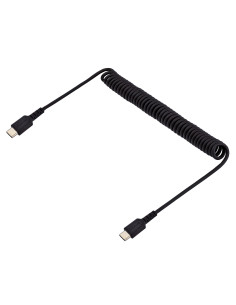 StarTech.com Cable de 1m de Carga USB C a USB C, Cable USB Tipo C Rizado de Carga Rápida y Servicio Pesado, Cable USB 2.0 USBC, 2