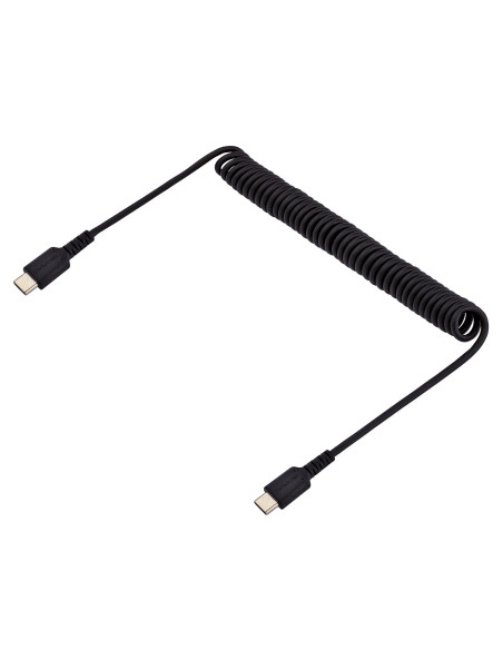 StarTech.com Cable de 1m de Carga USB C a USB C, Cable USB Tipo C Rizado de Carga Rápida y Servicio Pesado, Cable USB 2.0 USBC,