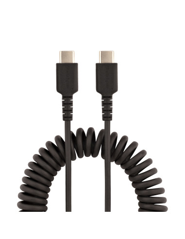 StarTech.com Cable de 1m de Carga USB C a USB C, Cable USB Tipo C Rizado de Carga Rápida y Servicio Pesado, Cable USB 2.0 USBC,