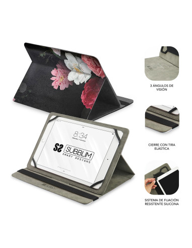 SUBBLIM Funda Tablet Universal TRENDY CASE ROSAS 11"
