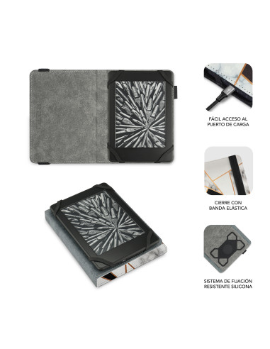 SUBBLIM Funda Libro Electrónico Clever Ebook Case 6" Marmol Negro