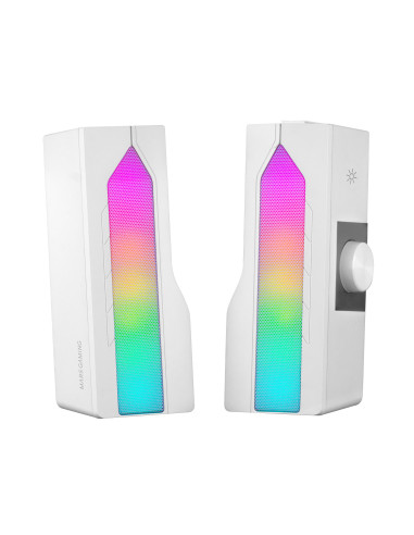 Mars Gaming ALTAVOZ BLUETOOTH MSDUO WHITE 2 EN 1 CONVERTIBLE EN SOBREMESA 2.0 O SOUNDBAR BT 5.0 ILUMINACION RGB